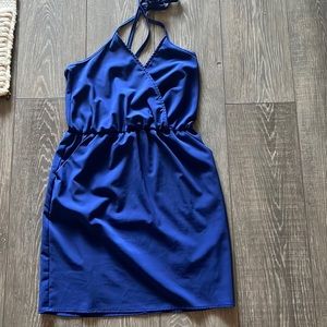 Bright blue, loose halter dress. Size small